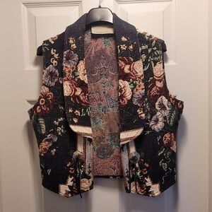 Vintage Floral Tapestry Vest Sz Small